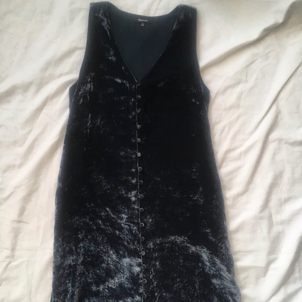 Madewell Velvet Button-Front Midi Dress